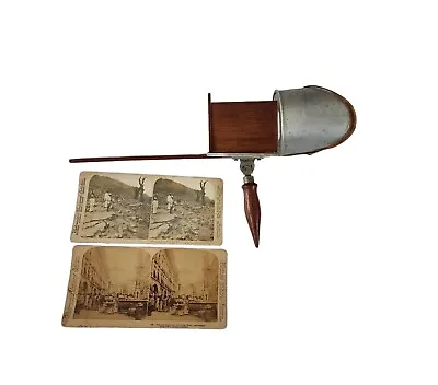 £47.45 • Buy Vintage Antique Stereoscope Viewer Wood & Flower Etched Metal With Handle