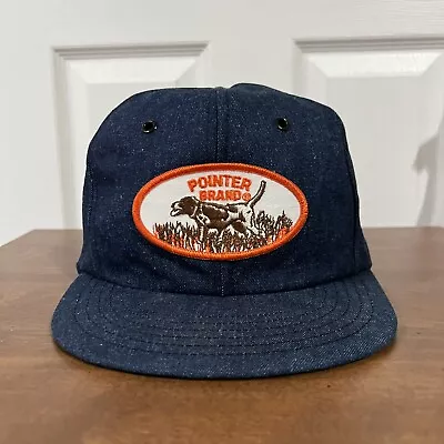 Vintage Pointer Brand USA Made Blue Denim Snapback Patch Hat Cap 80s Rare EUC • $74.99