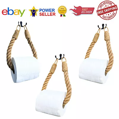 Retro Style Rope Jute Toilet Roll Holder/Towel Rail Nautical Style With Bracket • £9.99