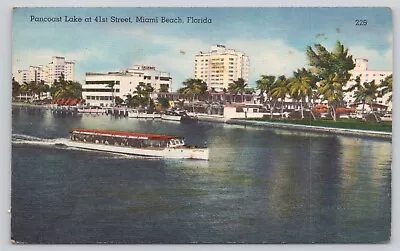 Postcard Fl Miami Beach Pancoast Lake At 41st Street • $4.21
