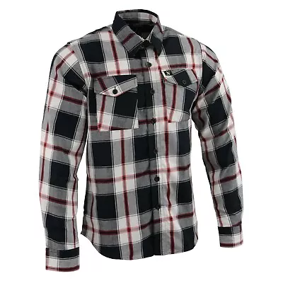 Milwaukee Leather Men's BlK/WHT/RED Checkered Button Front Flannel ShirtMNG11625 • $42.99