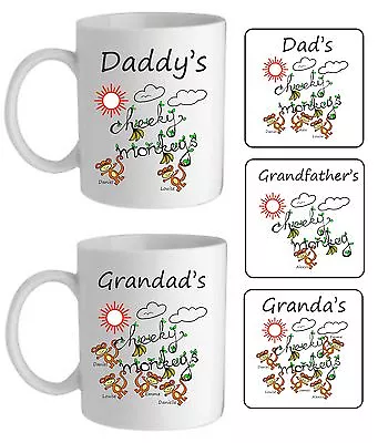 Personalised Fun Cheeky Monkeys Gift Mug Kids Name Present Daddy Grandad Uncle • £10.95