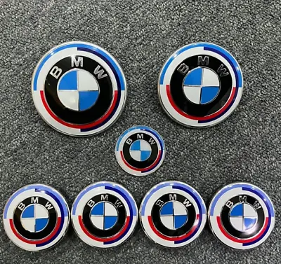 7Pcs BMW 50th Anniversary Emblem Centre Caps Badges Set 82mm 74mm 4x56mm 45mm • $89.90