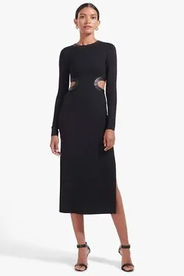 $239 • Buy NWT Staud Dolce Cut-Out Long Sleeve Midi Dress Size M Black