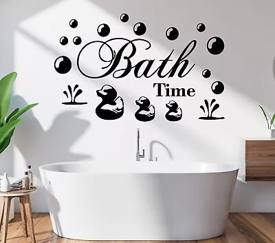 Bath Time Wall Art Stickers Bubble Bathroom Home Décor Vinyl Decals DIY Quotes • £4.51