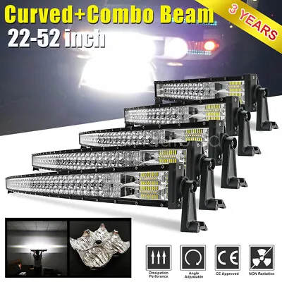 Dual-Rows LED Work Light Bar 22/32/42/50/52 Inch 12V Offroad 4x4 ATV Car Driving • £119.49