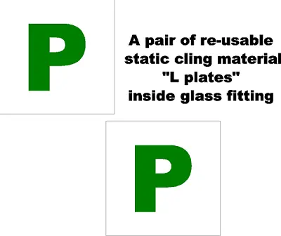 2 X UK Legal P Plates Self Adhesive Re-usable Static Cling Inside Glass Fitting  • £2.39