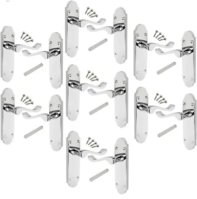 £34.99 • Buy 7 Pack Of Shaped Scroll Polished Chrome Door Handles 168mm X 42mm SALE PRICES