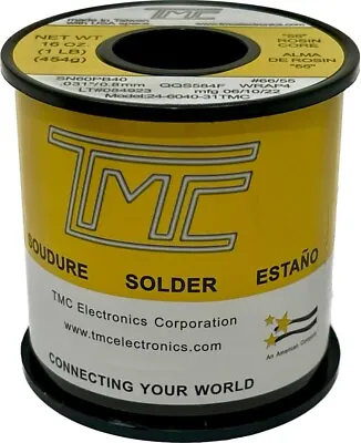 60/40 Solder Wire Sn60 Pb40 0.031  / 0.8mm 2.2% Rosin Core 1 LBS TMC US SELLER! • $25.90