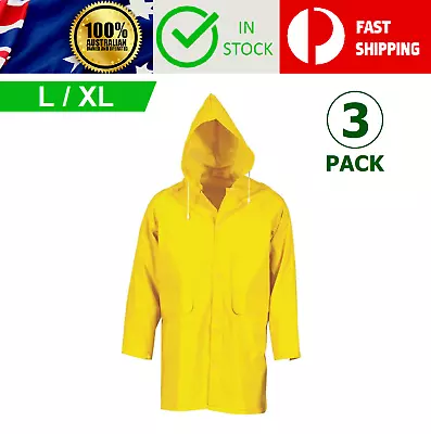 L XL - 3 PACK Waterproof Mens Womens Adults PVC Rain Winter Jacket Coat Poncho • $33.25