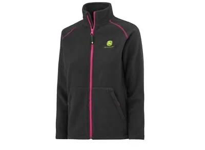 John Deere Field Junior Fleece Jacket Black With Pink/Green Trim Age 2-16 Years • $65.54
