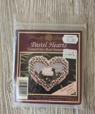 Vintage Mill Hill 1991 Ornament Counted Glass Bead Kit Pastel Heart Meadow MHPH1 • $12