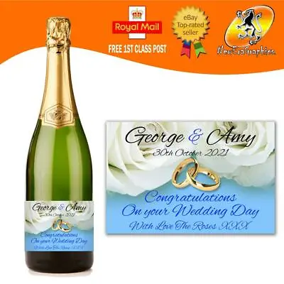 Personalised Wedding Engagement Champagne Prosecco Bottle Label Gift • £3.35
