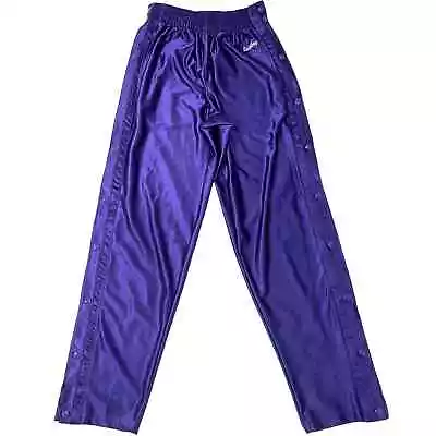 Vintage 90s Silky Dazzle Lakers Purple Eastbay Tear Away Basketball Pants Mens S • $35