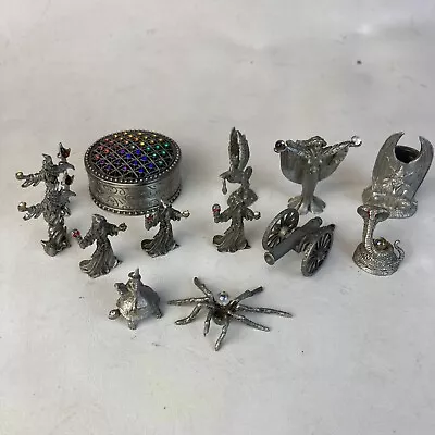 Yahre Pewter Miniature Figurines Lot Of 12 Wizards Spider Gargoyle Fairy • $39.99