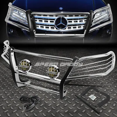 Chrome Brush Grill Guard+round Smoke Fog Light For 06-11 Mercedes W164 M-class • $310.88