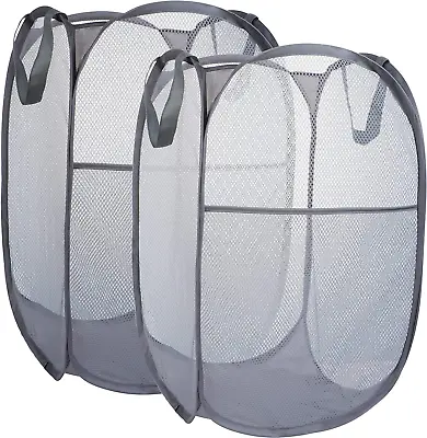 2 Pack Mesh Laundry BasketFoldable Popup Laundry Hamper With Durable HandleEas • £11.33