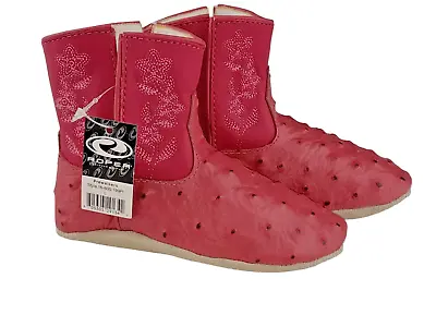 Roper Cowboy Boots Infant 12-18 Months Pink Leather Upper Ostrich Prewalkers • $14.88