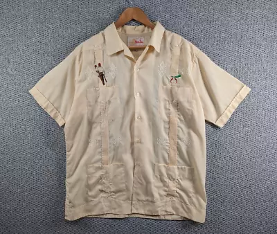 £42.50 • Buy MAYA FIEL Vtg Men's Guayabera Mexican Ethnic Native Embroidered Aztec Shirt - XL