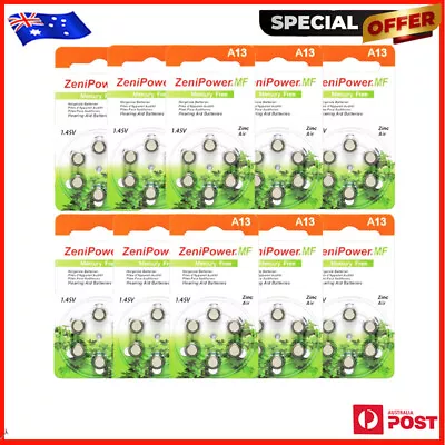 Size 13 Hearing Aid Battery  Zenipower Behind The Ear ALL BRAND 60 Pcs Fast Ship • $11.34