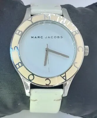 Women Marc By Marc Jacobs Watch MBM1099 Silver Steel Case White Leather Band • $51.99