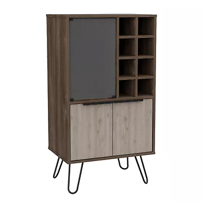 Drinks Cocktail Cabinet Bar Bottle Storage Cupboard Oak Finish Home Unit • £171