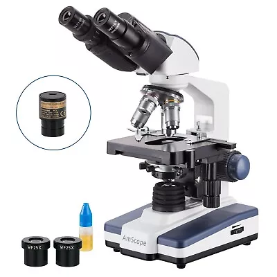 AmScope 40X-2500X Binocular LED Compound Microscope Siedentopf Head +.3MP Camera • $280.99