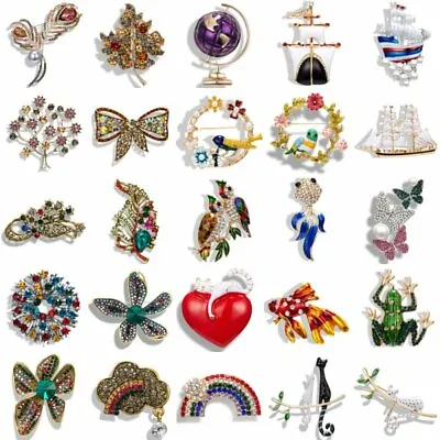 $1.62 • Buy Crystal Rainbow Flower Frog Brooches Pin Women Collar Corsage Party Jewelry New