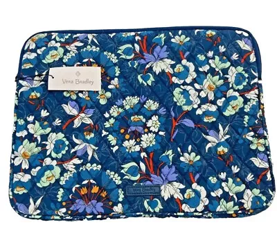 VERA BRADLEY Quilted Laptop Sleeve Fits 14”-15” Floral Bursts Blue MSRP $59 NWT • $19.25