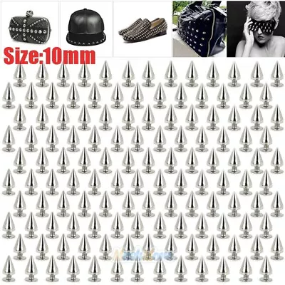 100-1000PCS Silver 10MM Cone Screw Metal Studs Rivet Bullet Spikes Trendy Spots • $10.99