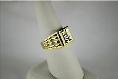 10K Real Two-Tone Gold Initial Alphabet Letter Band Ring Diamond Cut For Men • $196.98