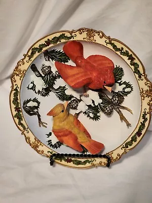 Maruri The Four Seasons Collection Sculptural Plate  Winter Cardinal With Pine  • $28