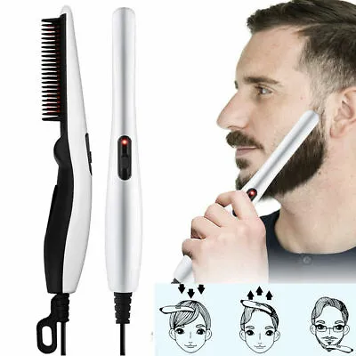 Beard Straightener Brush For Men Ceramic & Ionic Hair Anti-Scald Hot Comb Gift • $9.49