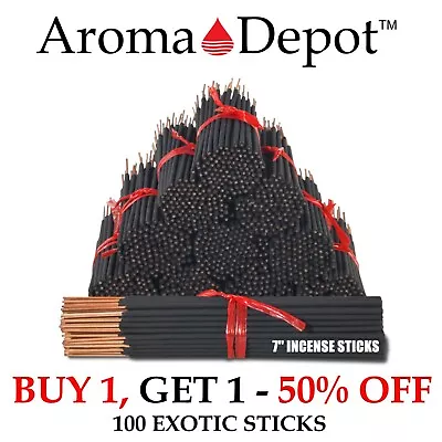 100 Incense Sticks 7''  Heavily Scented Quality Hand Dipped 100 CHARCOAL Sticks • $7.49