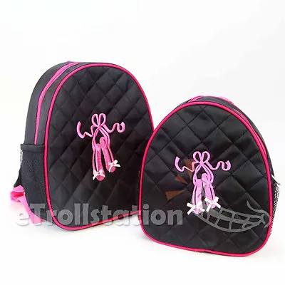 Lovely Girls Black Backpack Dance Bag Pink Ballet ShoesTap Quilted Dress Large • $12.99
