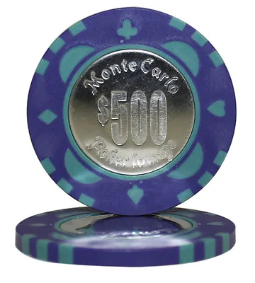 50pcs Monte Carlo Coin Inlay Poker Chips $500 • $16.99
