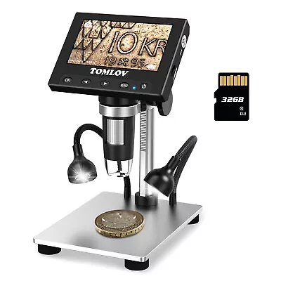 TOMLOV Coin Microscope 4.3  Digital Microscope 1000X With LED Side Lights 32GB • $69.99