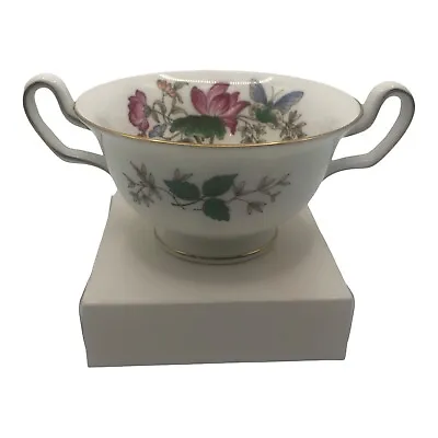 $26.97 • Buy Wedgwood Charnwood Bone China Footed Cream Soup Bowl Floral Inside Retired Gold 