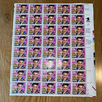 USPS 29 Cent Full Sheet Of 40 Postage Stamps Elvis Presley Rock & Roll - MNH • $30