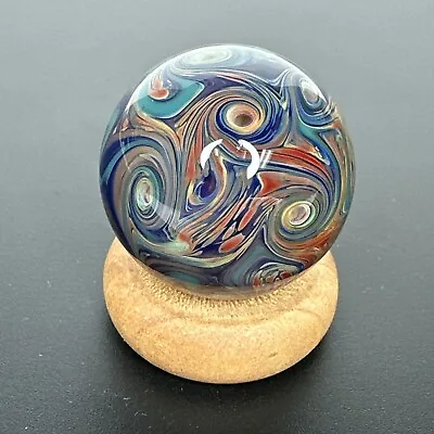 Contemporary Art Glass Marble 1.38” Abstract Swirls Sparkles Handmade Boro MIB • $67.99