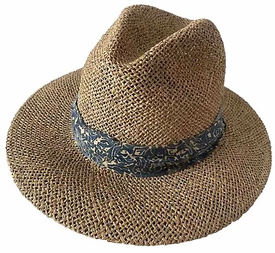 Vintage Summer Club Golf Mens Fedora Hat MED UV Protection Straw Hawaii Travel • $23.50