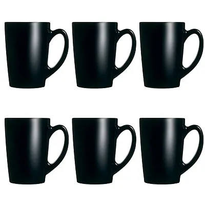 £13.49 • Buy 6x Luminarc New Morning Black 320ml Coffee Mug Glass Cup Cappuccino Hot Drink