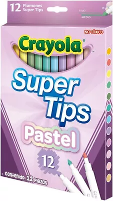 CRAYOLA Pastel SuperTips Washable Markers - Assorted 12 Count (Pack Of 1)  • £5.90