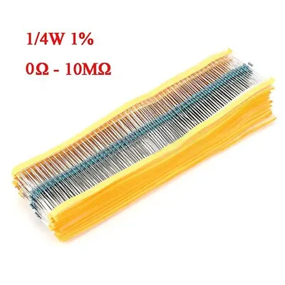 1/4W 0.25W Watt Metal Film Resistor ±1% 0 1 2 2.2 4.7 5.1 To 10M Ω Ohm R 0Ω-10MΩ • £1.19