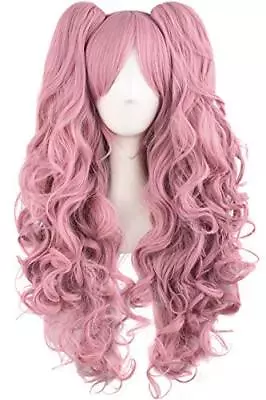 Lolita Long Curly Clip On Ponytails Cosplay Wig (Rouge Pink) • £22.99