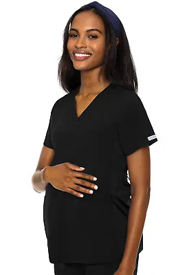 Med Couture Scrubs Women's Maternity V-Neck Top MC628 BLK Black Free Ship • $32.99