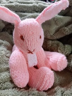 Easter Collection Hand Knitted  Toy Rabbit Pink With White Scarf 24 Cm  • £6