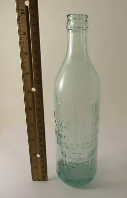 Vintage Antique Celebrated Clicquot Club Soda Bottle Light Blue-green Glass USA • $8.50