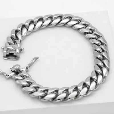 DG Men's 8.5  Stainless Steel 10mm Miami Cuban Curb Bracelet*High PolishBox • $25.99