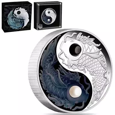 2024 5 Oz Proof Silver Yin Yang Koi Coin With Pearls Perth Mint • $404.99